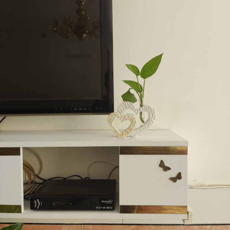 دکوری مدل گلجا قلبی روی کنسول