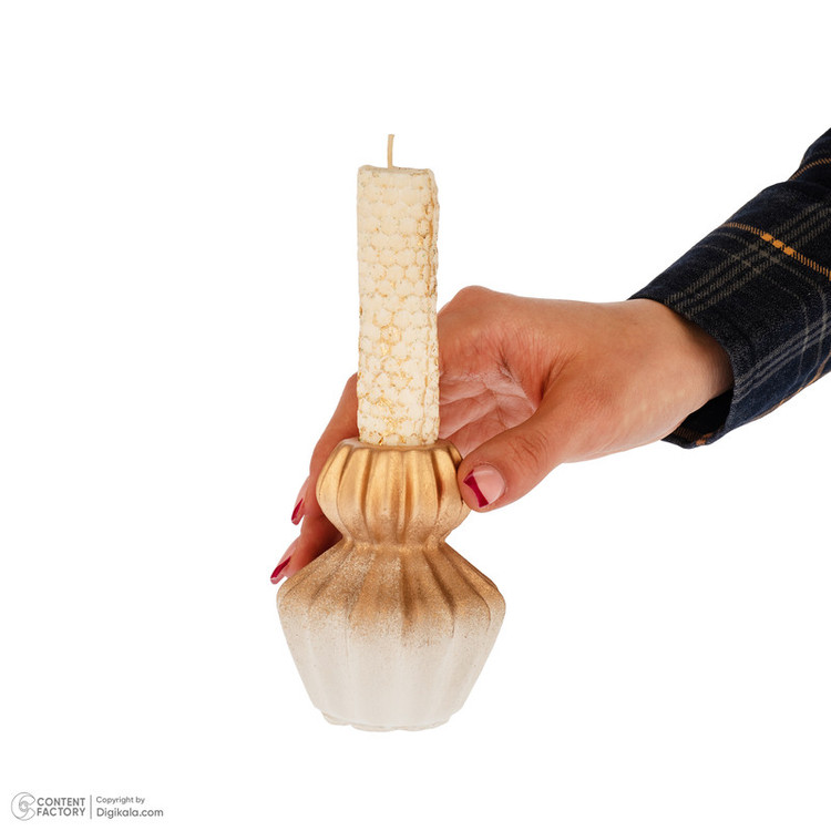 جاشمعی بتنی مدل حورشیدی همراه با شمع موم عسل