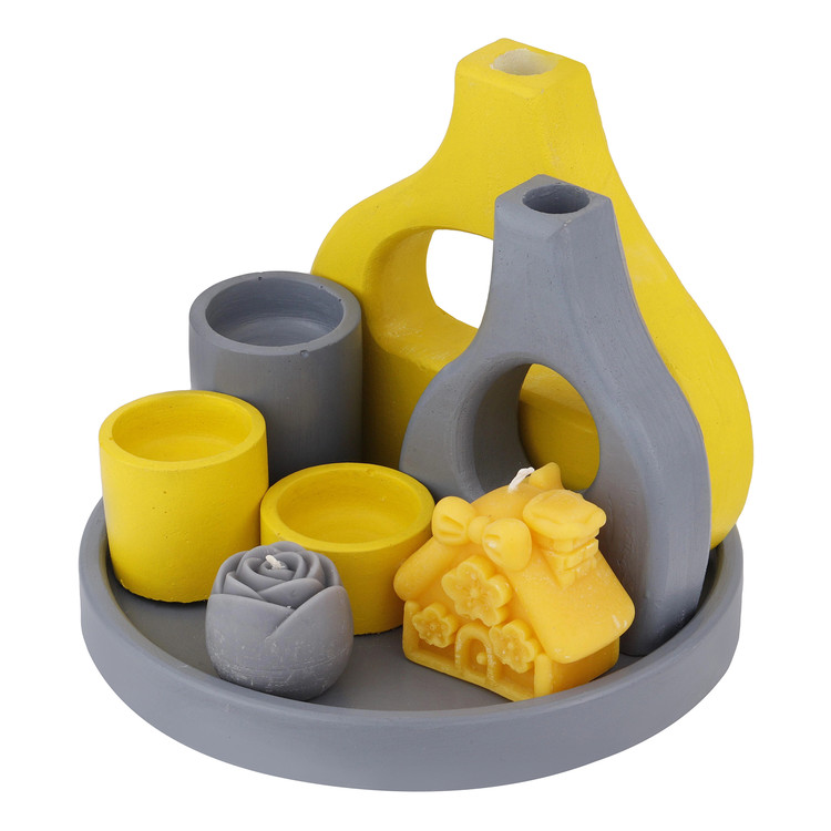 نمای کنار ست رومیزی دکوری طرح کلبه