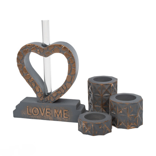 ست گلجا و جاشمعی بتنی دکوری طرح love me